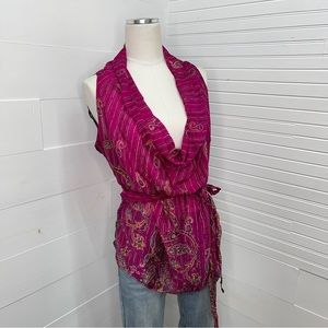 Inei Ella Cowl Neck Silk Wrap Sleeveless Tunic